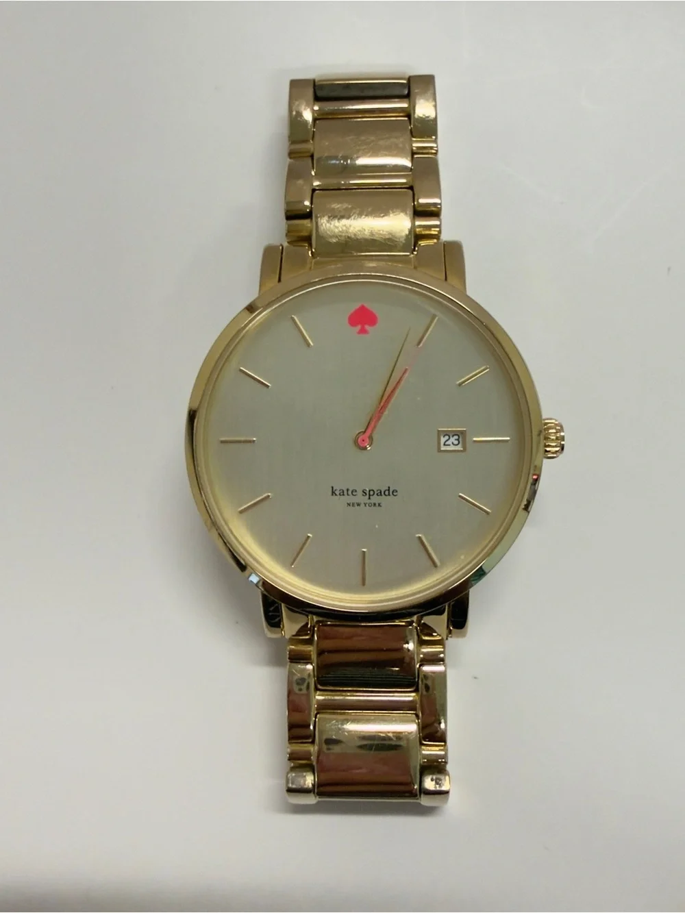 Kate Spade Gramercy Grand Gold Bracelet Watch White Dial